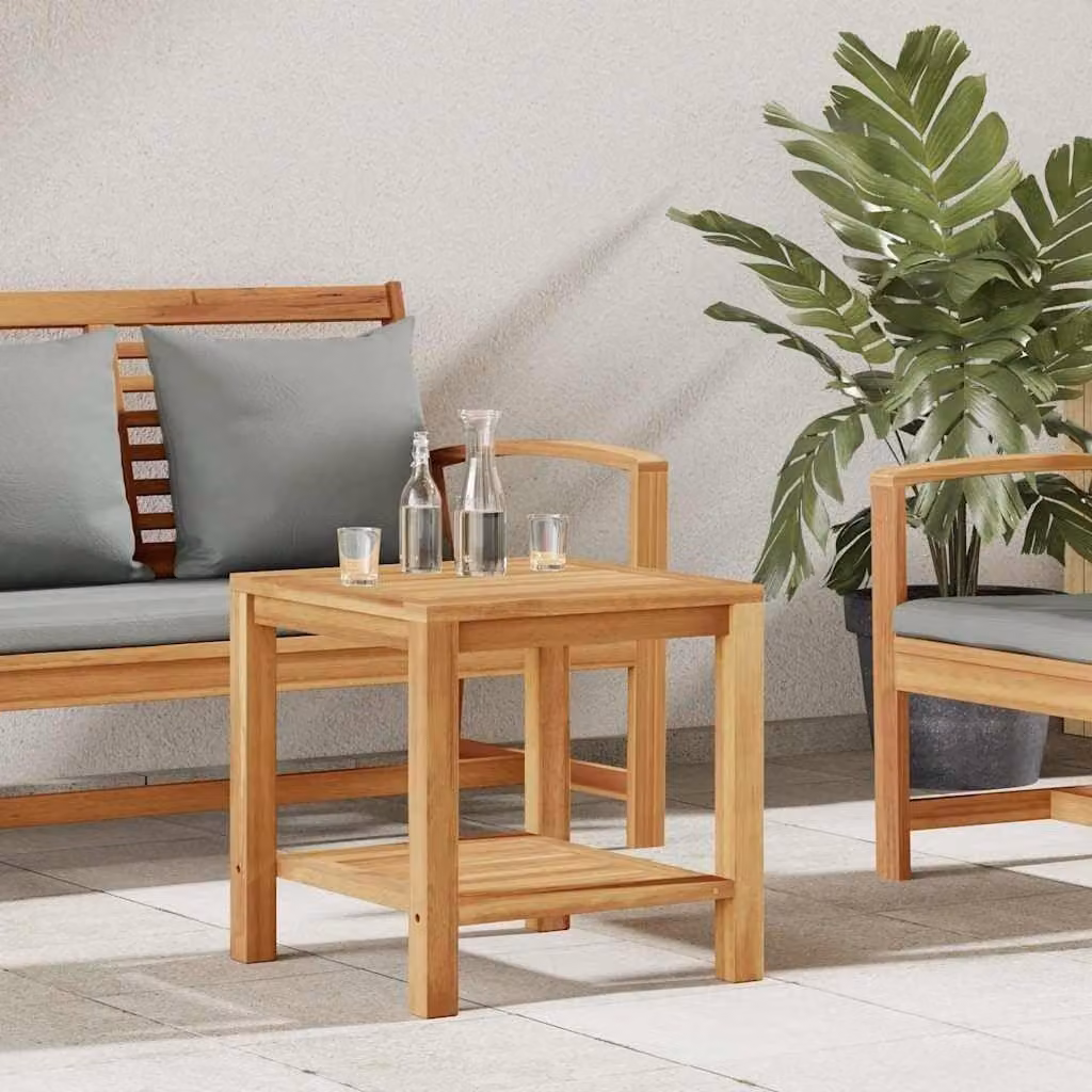 Tavolino da salotto in legno di teak massello con superficie strutturata