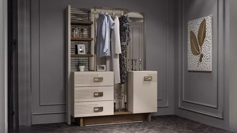 Moderna toletta con specchio e raffinati dettagli di design