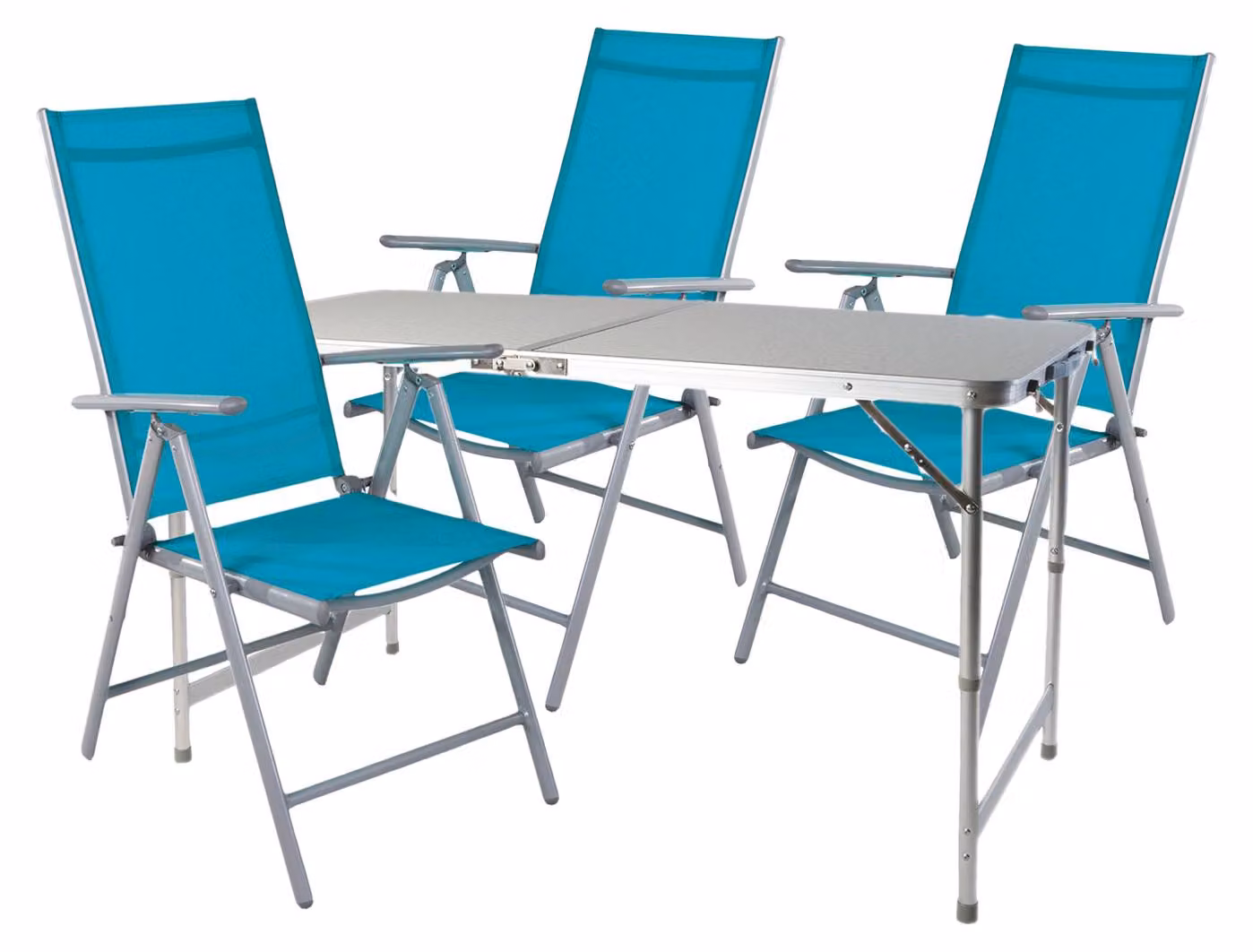 Set di mobili da campeggio XXL, composto da 4 pezzi, in alluminio e tessuto, colore petrolio