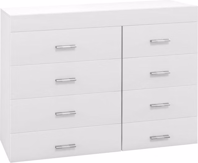 Cassettiera in Legno Mobile con 8 Cassetti Bianca 90×35×73cm per Camera Soggiorno Bagno Pratico Salvaspazio