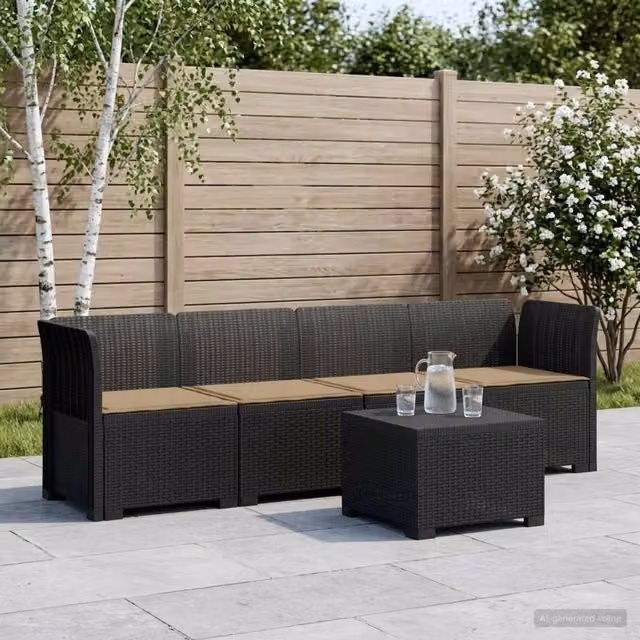 Divano da Giardino a 4 Posti con Cuscini in Stile Rattan PP 3443856