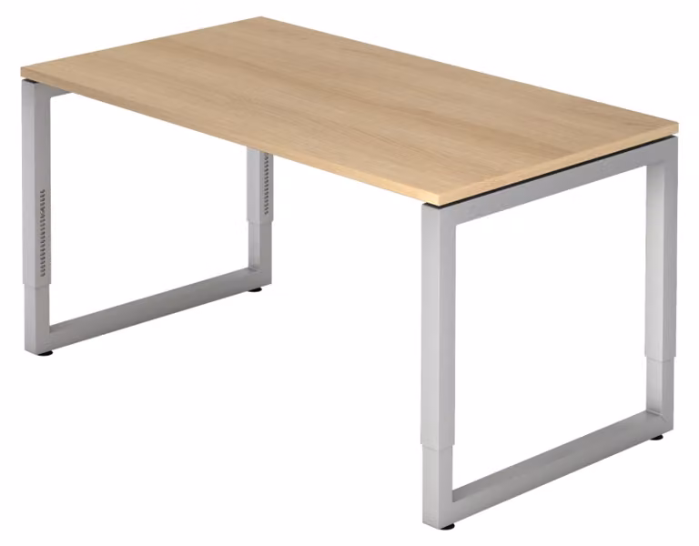 bümö Scrivania Serie-R - Struttura: Argento, Finitura: Noce, Dimensioni: 140 x 80 cm