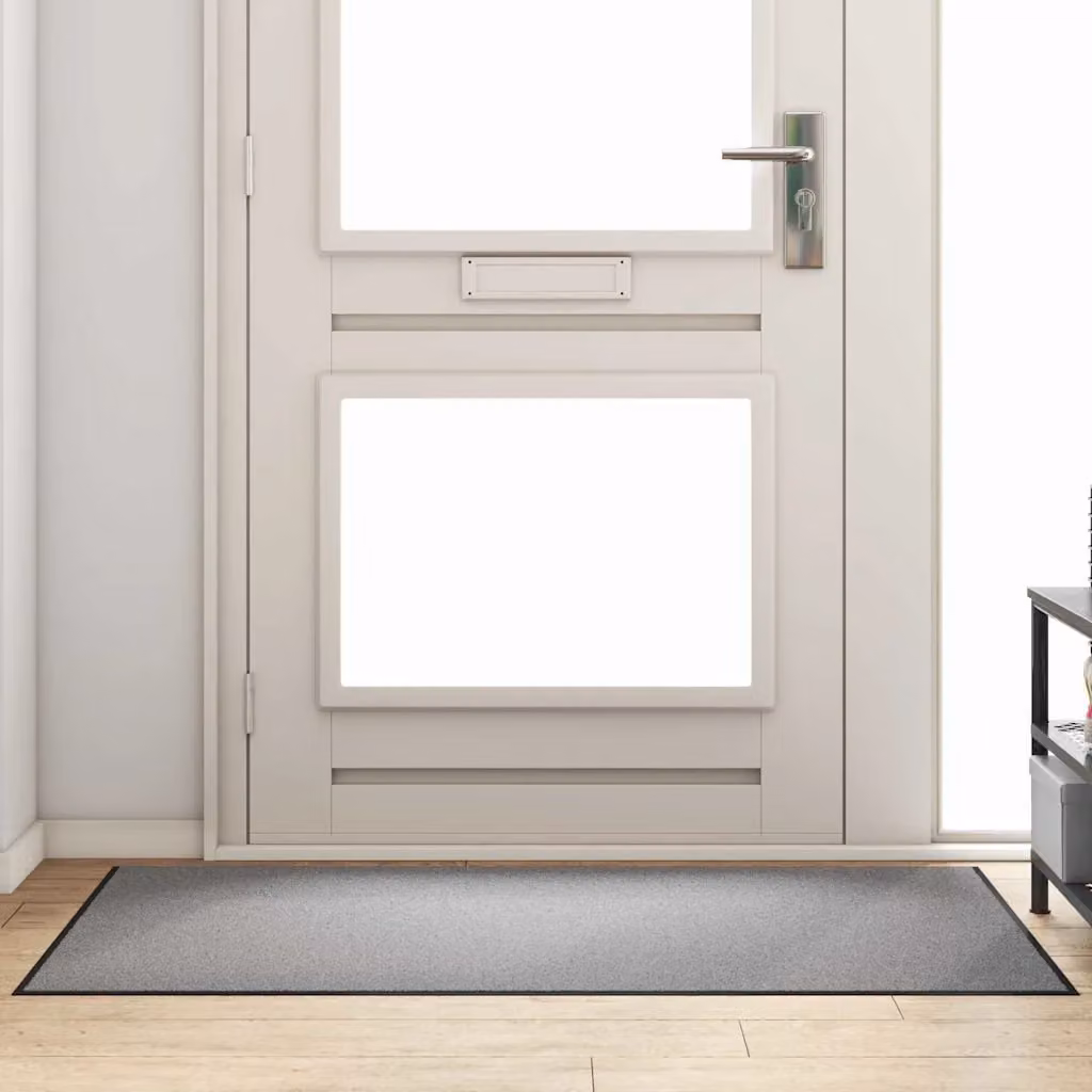 Tappetino rettangolare moderno vidaXL Grigio e Nero in 100% Poliammide, L: 90 cm, P: 150 cm