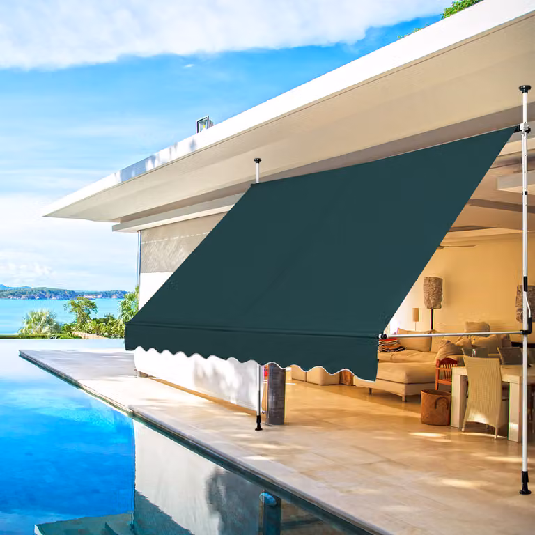 Tenda da sole retrattile e telescopica Costway in alluminio e poliestere, impermeabile e resistente ai raggi UV, Verde, L: 300 cm, P: 120 cm