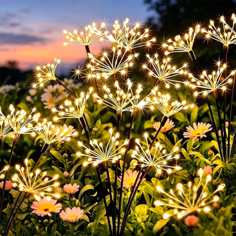Luci solari da giardino, confezione da 4 pezzi, 160 LED, luce bianco caldo, 8 modalità, grado di protezione IP65, flessibili