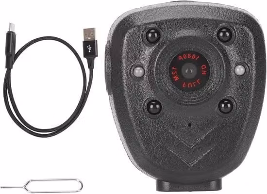 Body Cam Portatile con Registrazione Video HD 1080P, Visibilità Notturna e Impermeabilità, Colore Nero, 32 GB