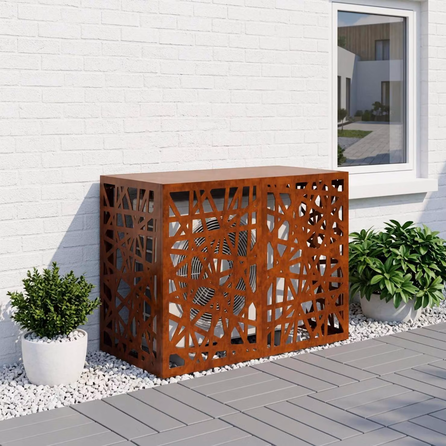 Copertura per condizionatore d'aria vidaXL in acciaio color bronzo, L 100 x P 50 x H 70 cm