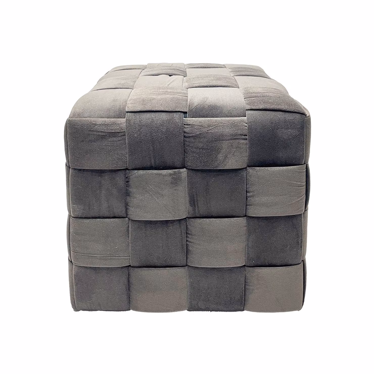 Pouf cubo moderno in velluto intrecciato marrone L/P/H: 41 x 41 x 41 cm – 2