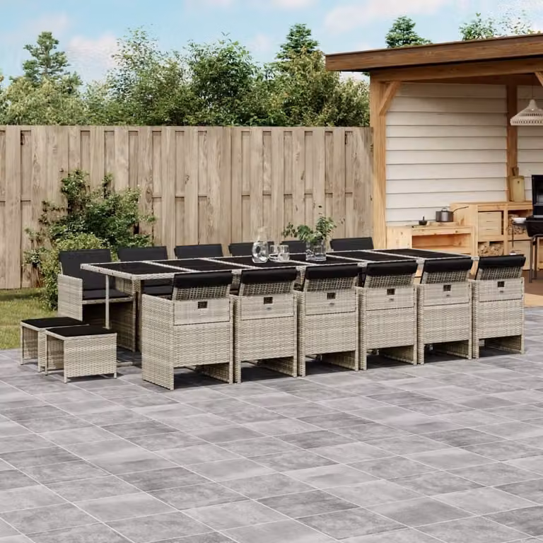 Maison Exclusive - Set da Pranzo da Giardino 17pz con Cuscini Grigio in Polyrattan