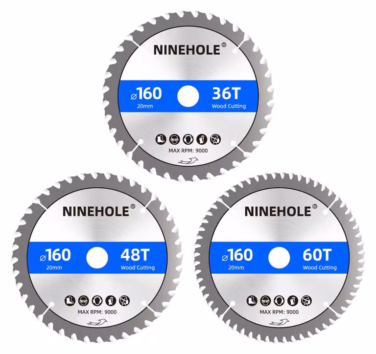 3 lame per sega circolare, dimensioni 160 x 20 mm, 48 denti, adatte per tagliare legno, multistrato e laminato