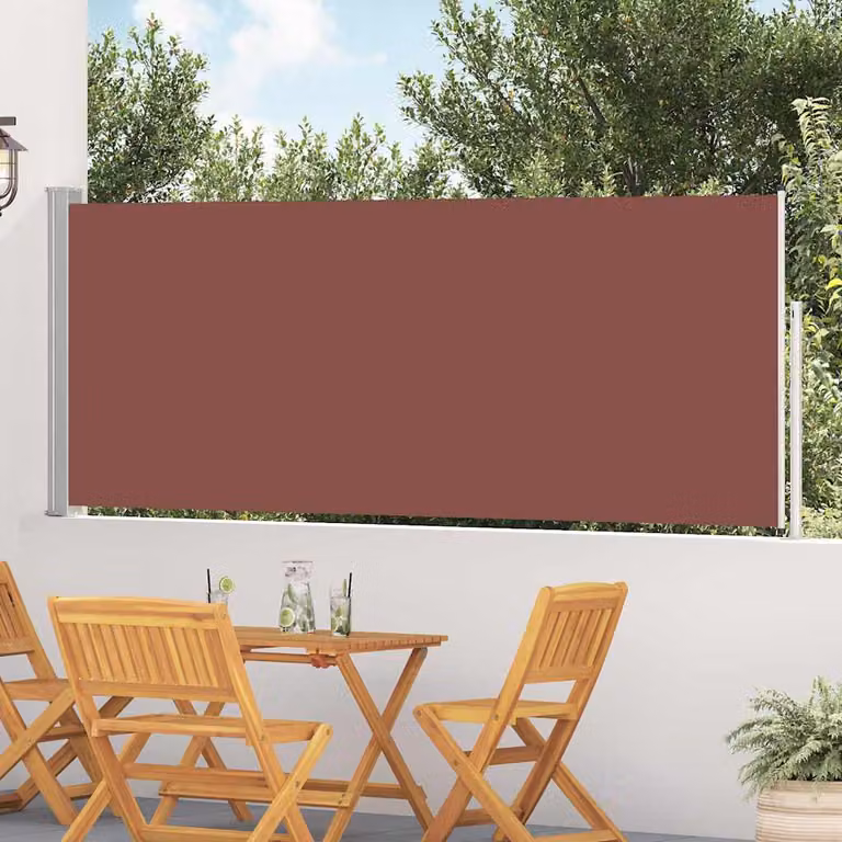 Tenda Laterale Retrattile per Patio vidaXL in Poliestere e Acciaio, Marrone, L: 514 cm, H: 117 cm