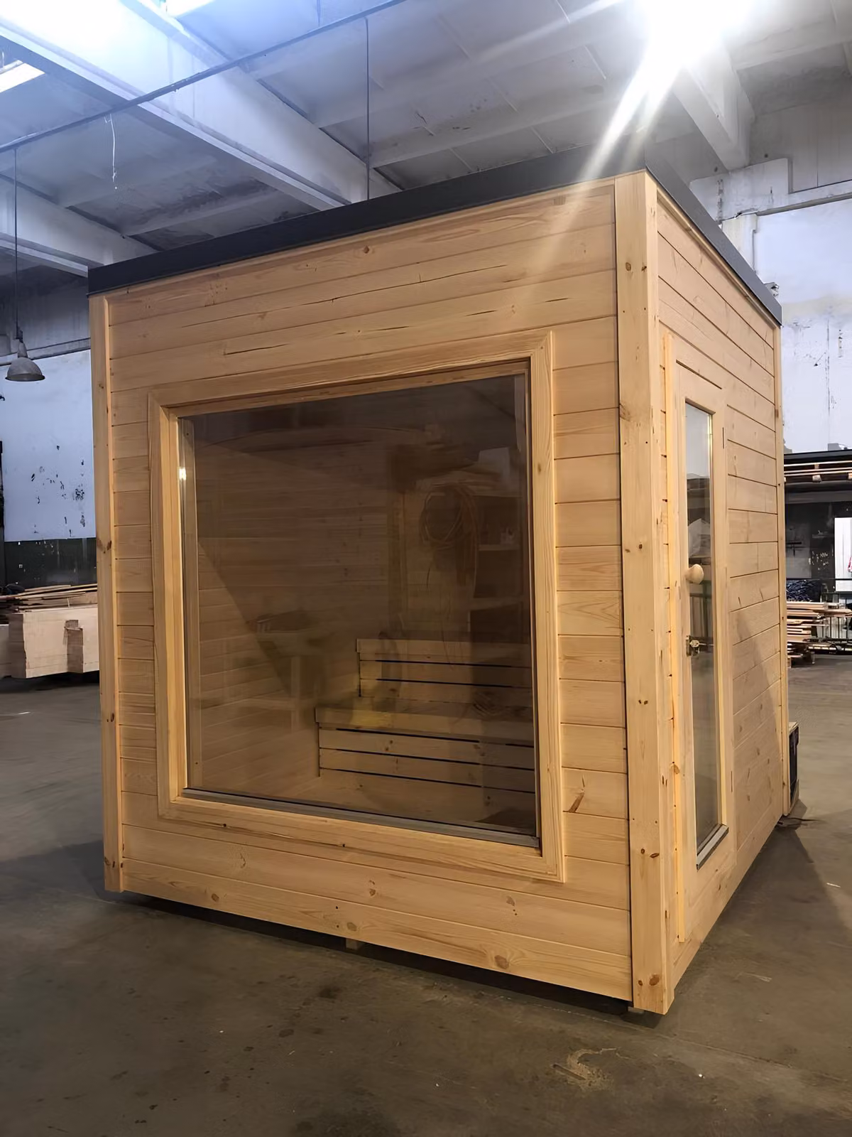 Sauna Holzsauna Holz Design Haus Outdoor Landhaus Garten 2,30x2,30x2,40