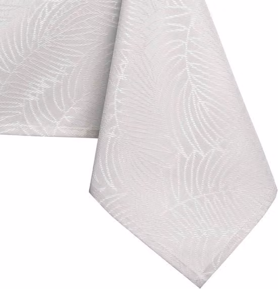 Tovaglia Gaia ecru con decorazione floreale, impermeabile e lavabile, L: 120 cm, P: 220 cm