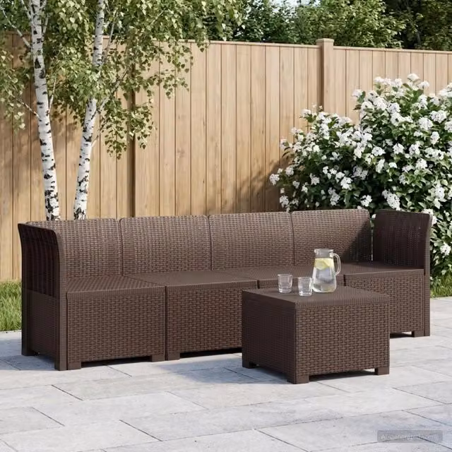 Divano da Giardino a 4 Posti in Stile Rattan PP Marrone 3443851