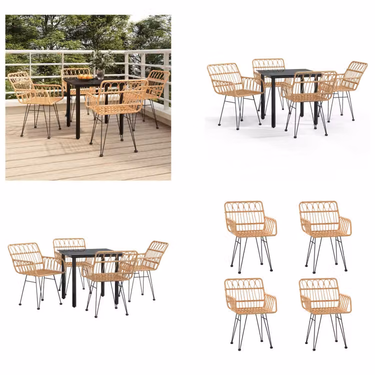vidaXL set da pranzo da giardino 5 pezzi in poly rattan - set da pranzo da giardino - set da pranzo da terrazza - set da pranzo da esterno
