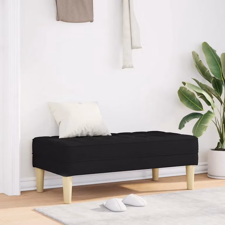 Panchina moderna con cuscino vidaXL in tessuto nero L: 113 cm, P: 57 cm, H: 39 cm