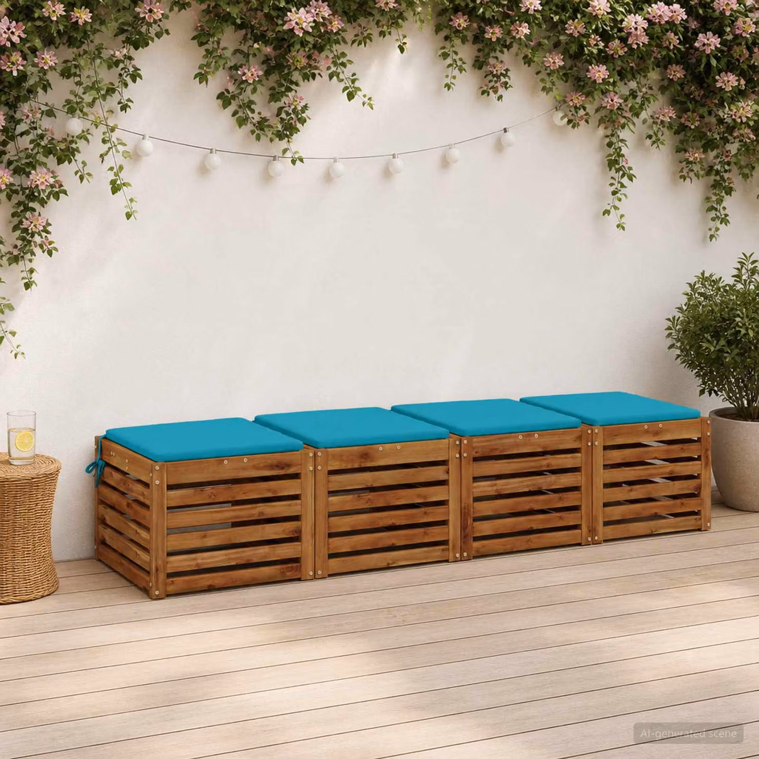Set di 4 cuscini per sedia vidaXL in poliestere color turchese con fodera lavabile e resistente ai raggi UV