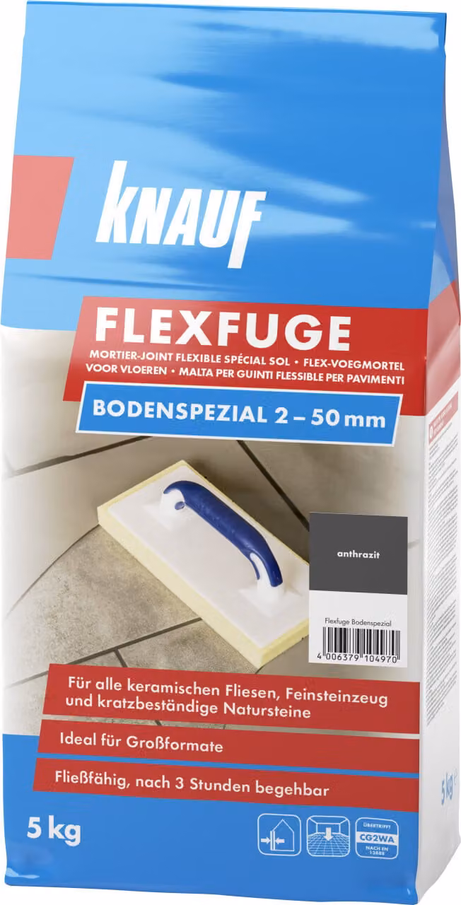 Knauf Malta per giunti Flexfuge Bodenspezial 2 - 50 mm antracite 5 kg