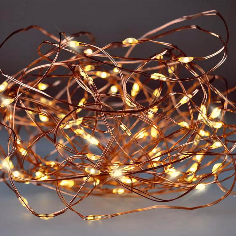 Solight LED Natale nano catena rame 10m, bianco caldo 1V54-WW
