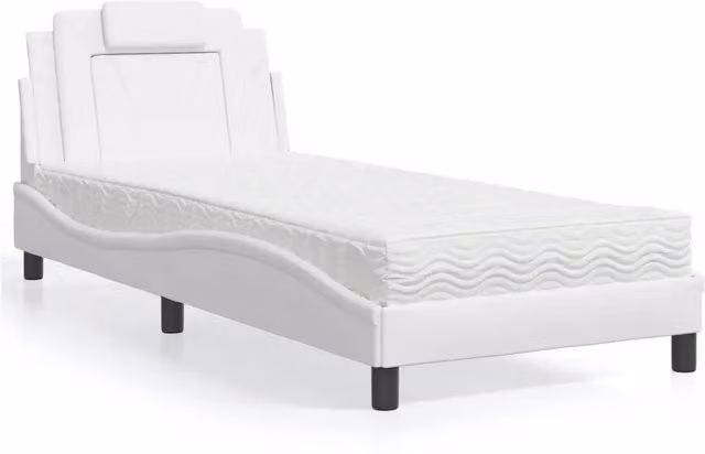Letto Viana con Materasso Bianco 80x200 cm in Similpelle 3208755