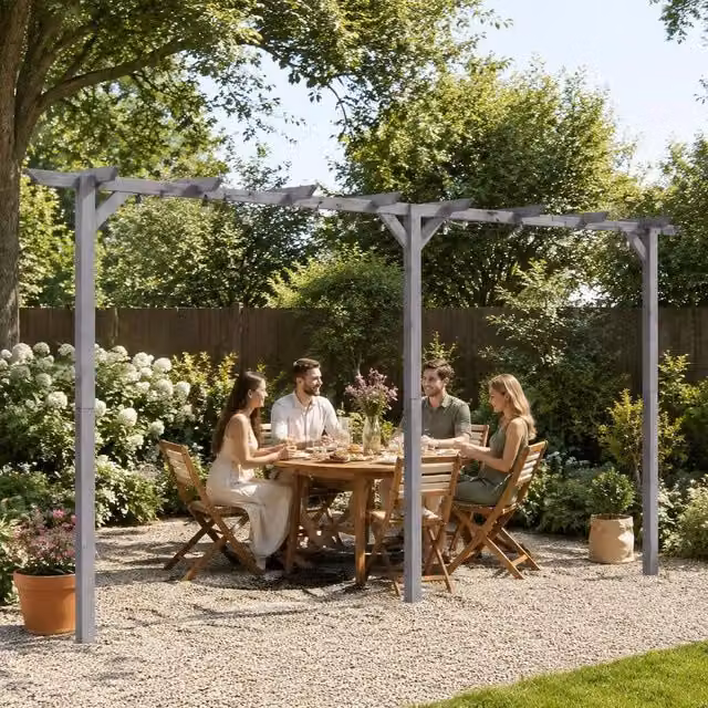 Garden Pergola, Grey, 400x40x205 Cm, Impregnated Pine Wood