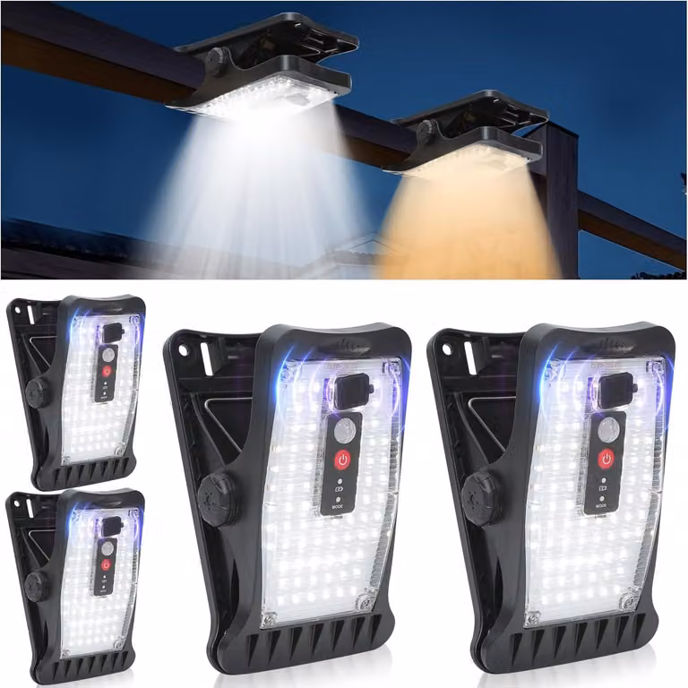 4 luci solari con sensore di movimento, 70 LED, 3 colori