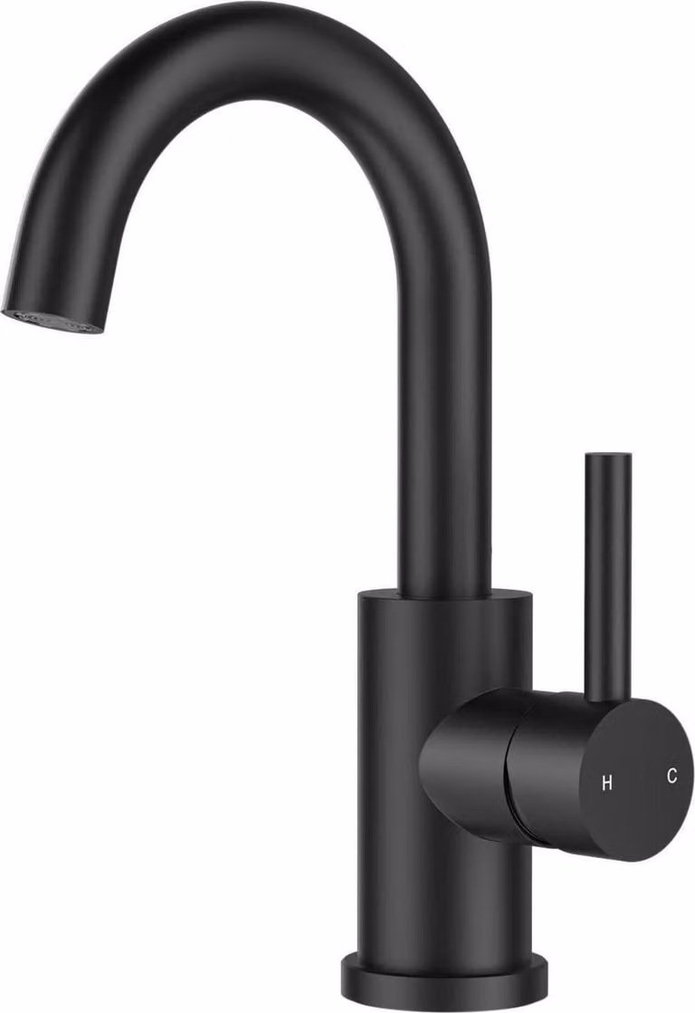 FORIOUS Rubinetto da bagno nero Miscelatore girevole a 360° in acciaio inox