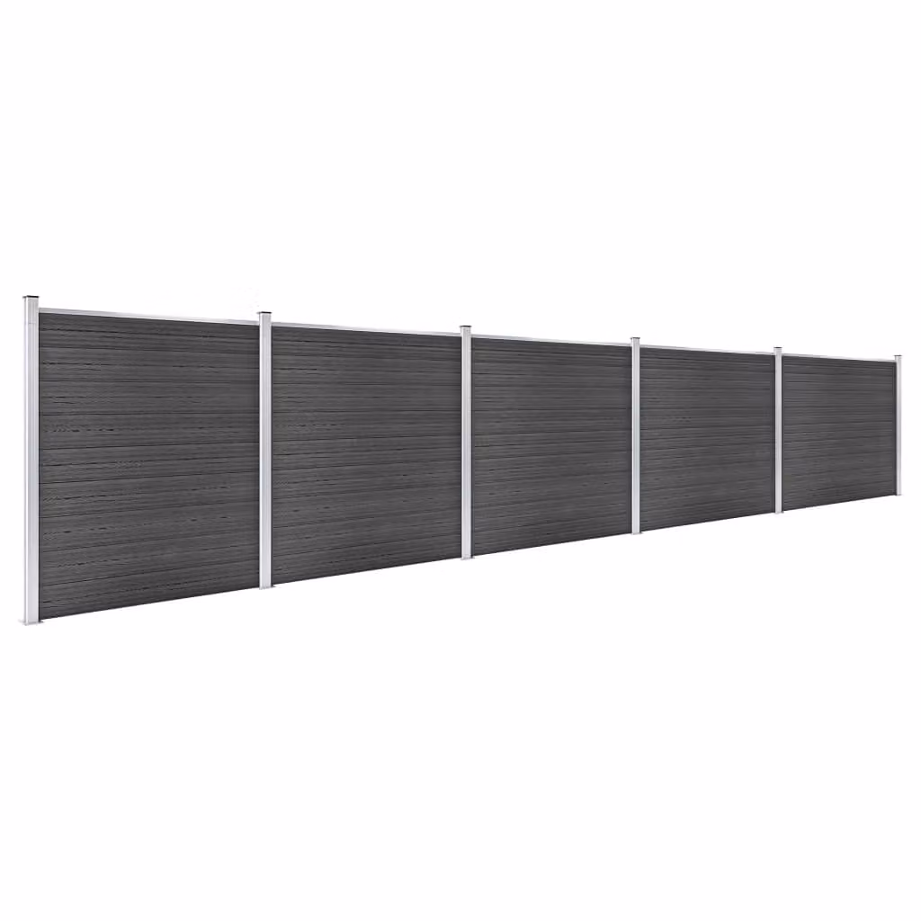 Set di elementi di recinzione WPC 872x186 cm nero