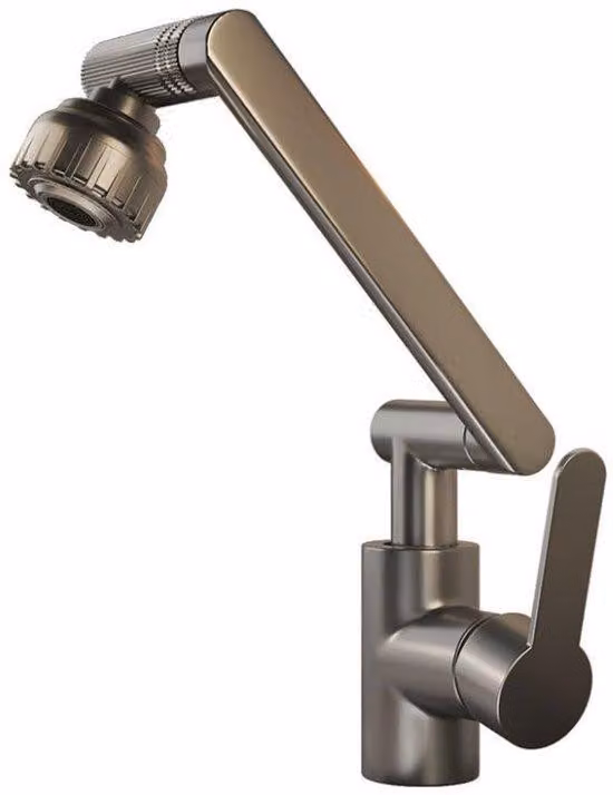 Rubinetto da cucina con due posizioni del getto, completo di tubo flessibile da 60 cm per acqua calda e fredda - Grigio
