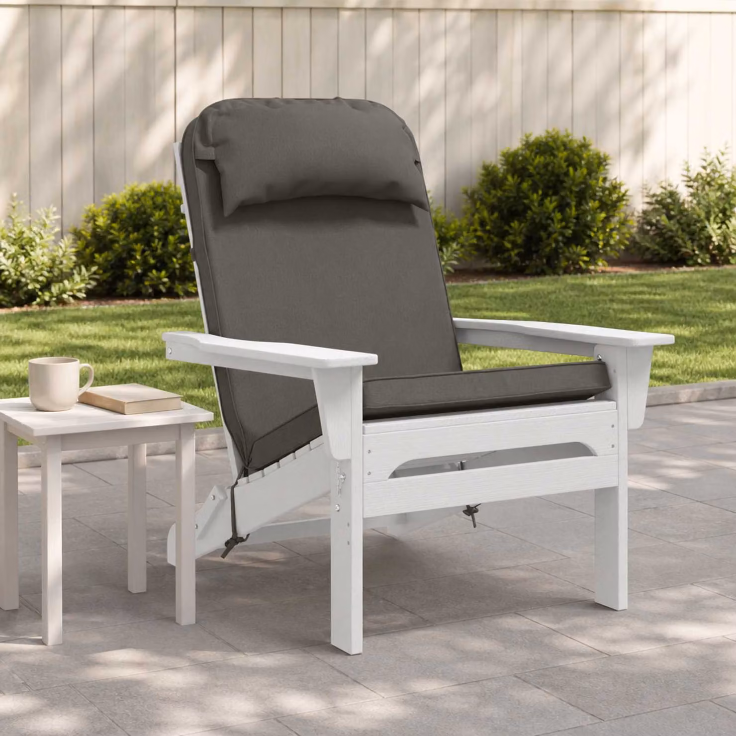 Cuscino per Lounger Sole vidaXL Grigio in Poliestere con Rivestimento Lavabile L 124 x P 55 x H 5 cm