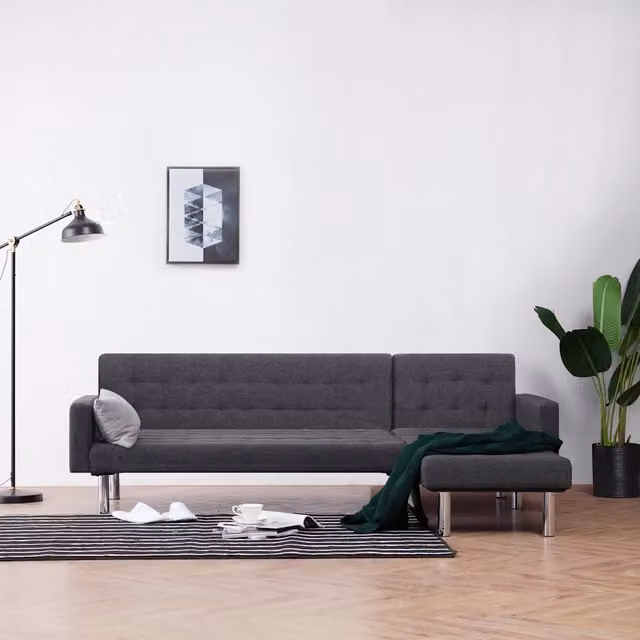 Divano letto a L grigio scuro in poliestere 282304