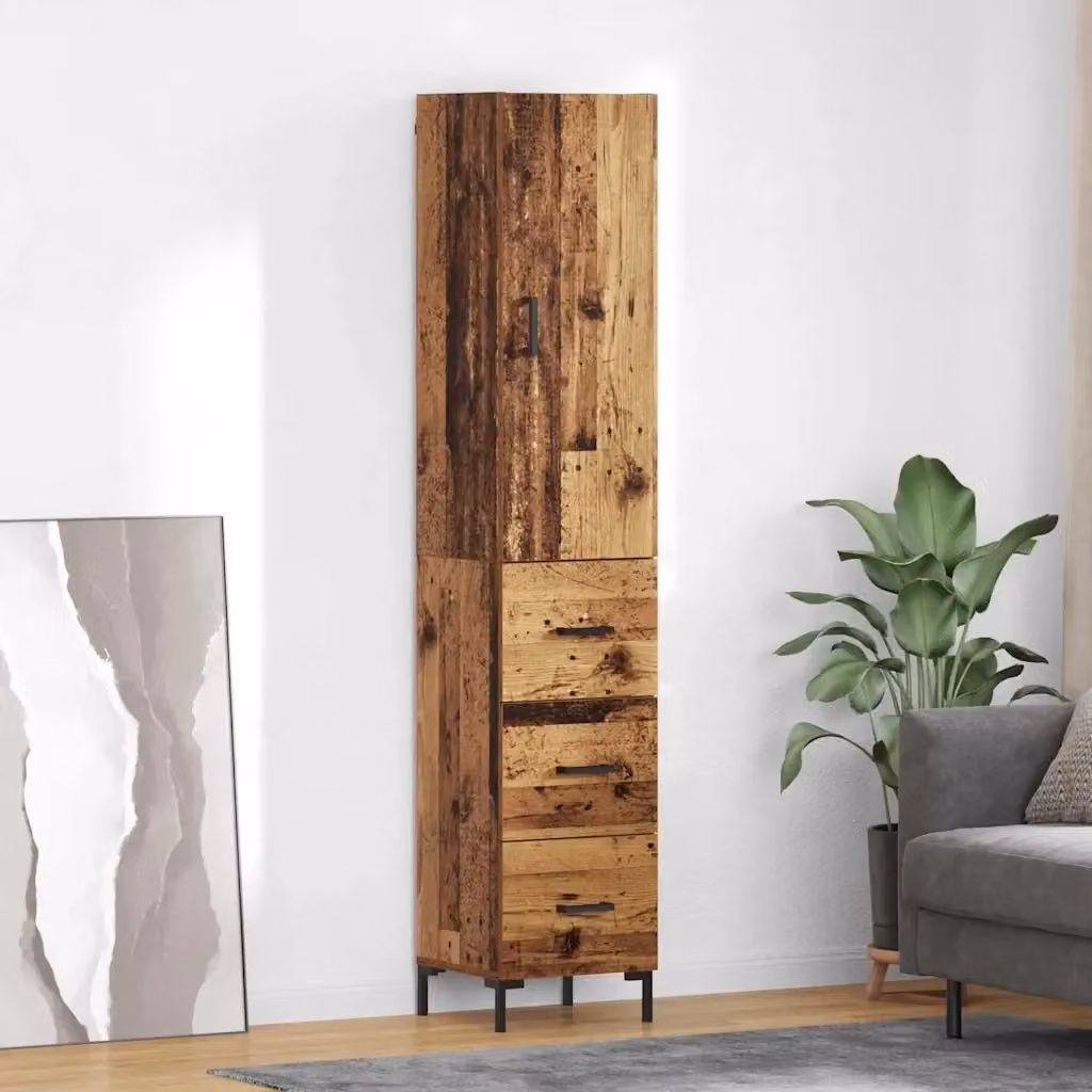 Credenza Buffet in Legno Vecchio e Metallo Marrone per Soggiorno o Sala da Pranco L: 69,5 cm, P: 34 cm, H: 180 cm – 2