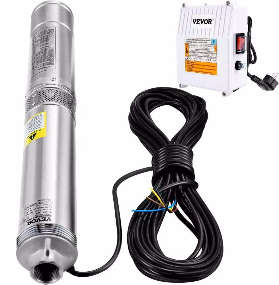 Pompa sommergibile per pozzi profondi - Potenza: 1100 W - Portata: 190 l/min - Acciaio inossidabile