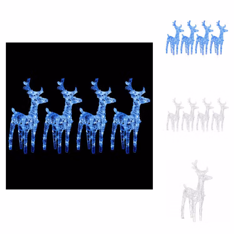 vidaXL LED Renna 4 pz. Blu 160 LED acrilico - Luci di Natale