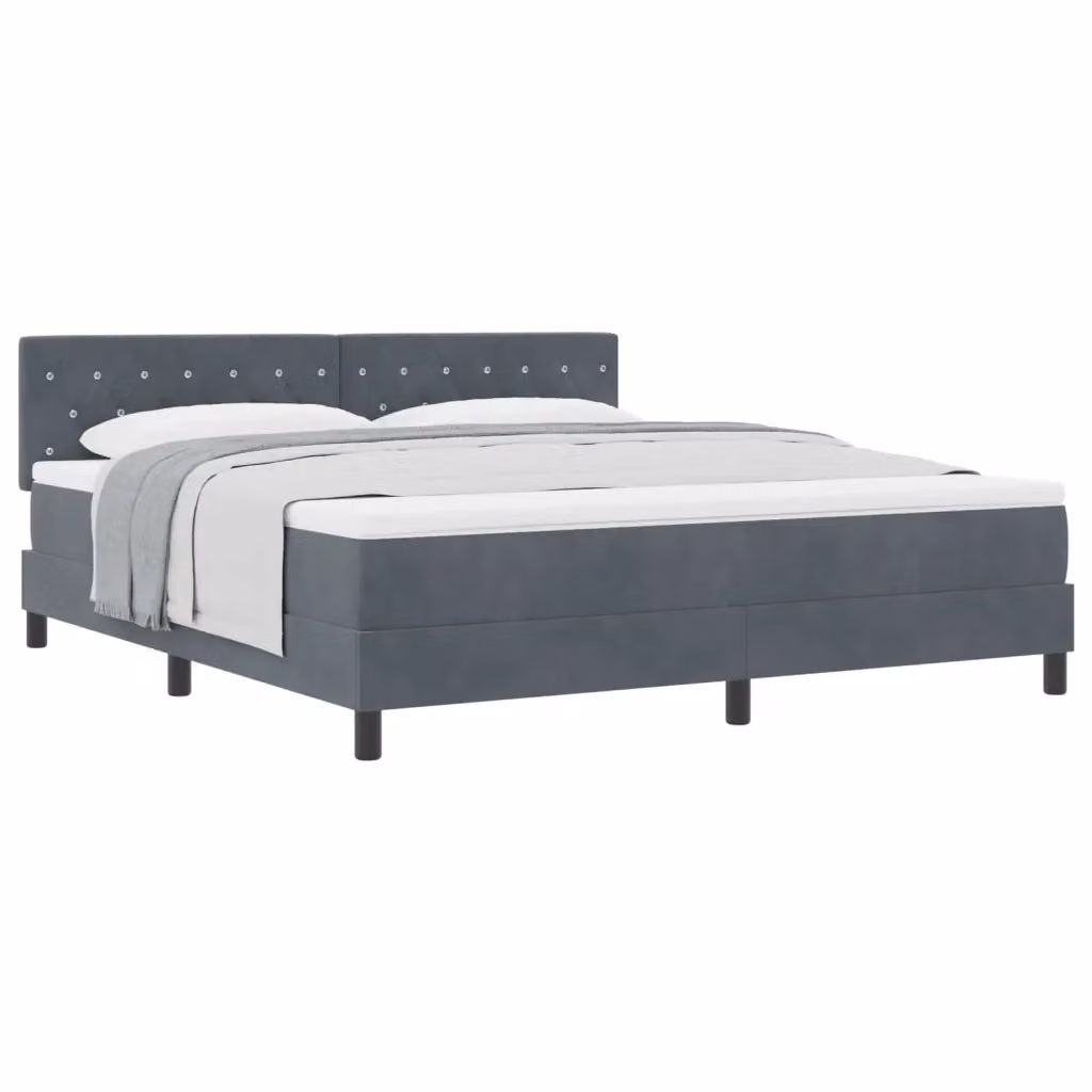 Letto a molle con materasso vidaXL in velluto grigio, L/P/H: 180 x 200 x 280 cm – 2