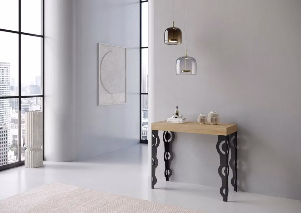 Consolle Allungabile Giordanoshop in Nobilitato Marrone L/P/H: 90-196 x 40 x 77 cm – 2