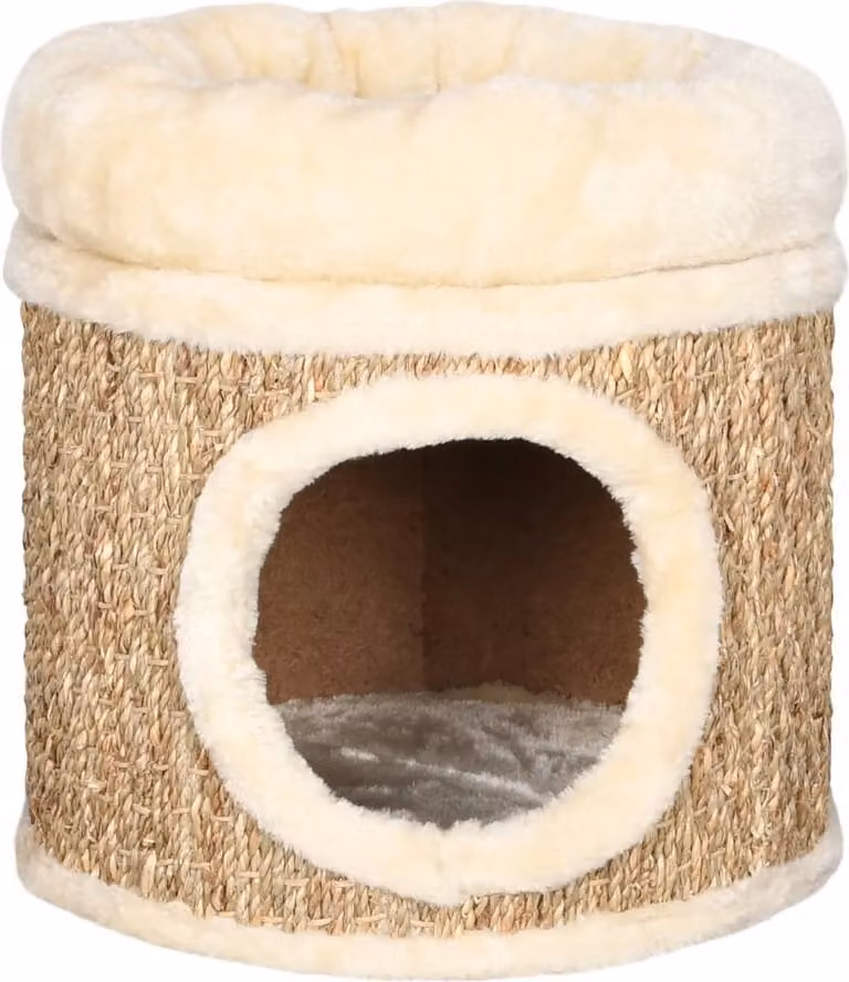 Cuccia per Gatti con Cuscino Lusso 33 cm in Giunco