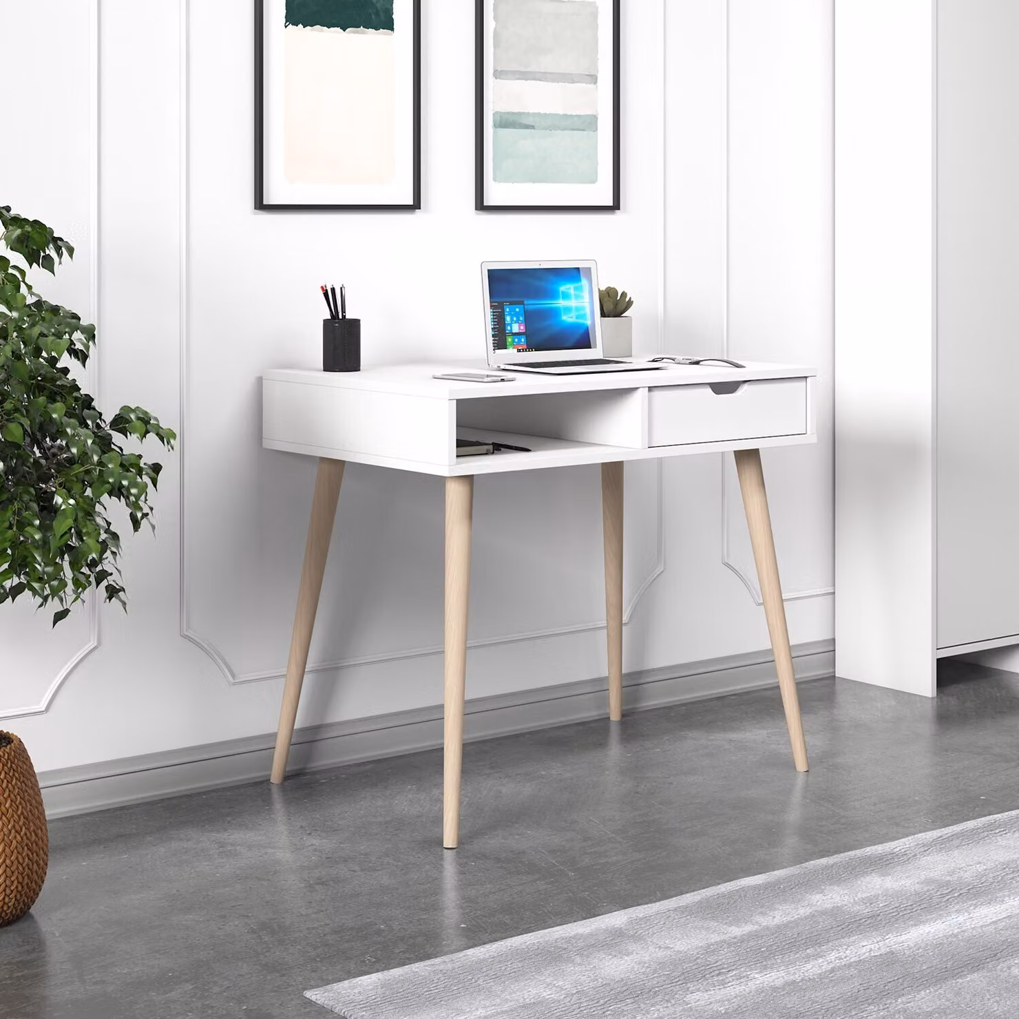 Skye Decor, Offerta - Bianco, Legno, Scrivania, Bianco, PANNELLI DI PARTICELLE RIVESTITI AL 100% IN MELAMMINA, 60 x 90 x 80 cm