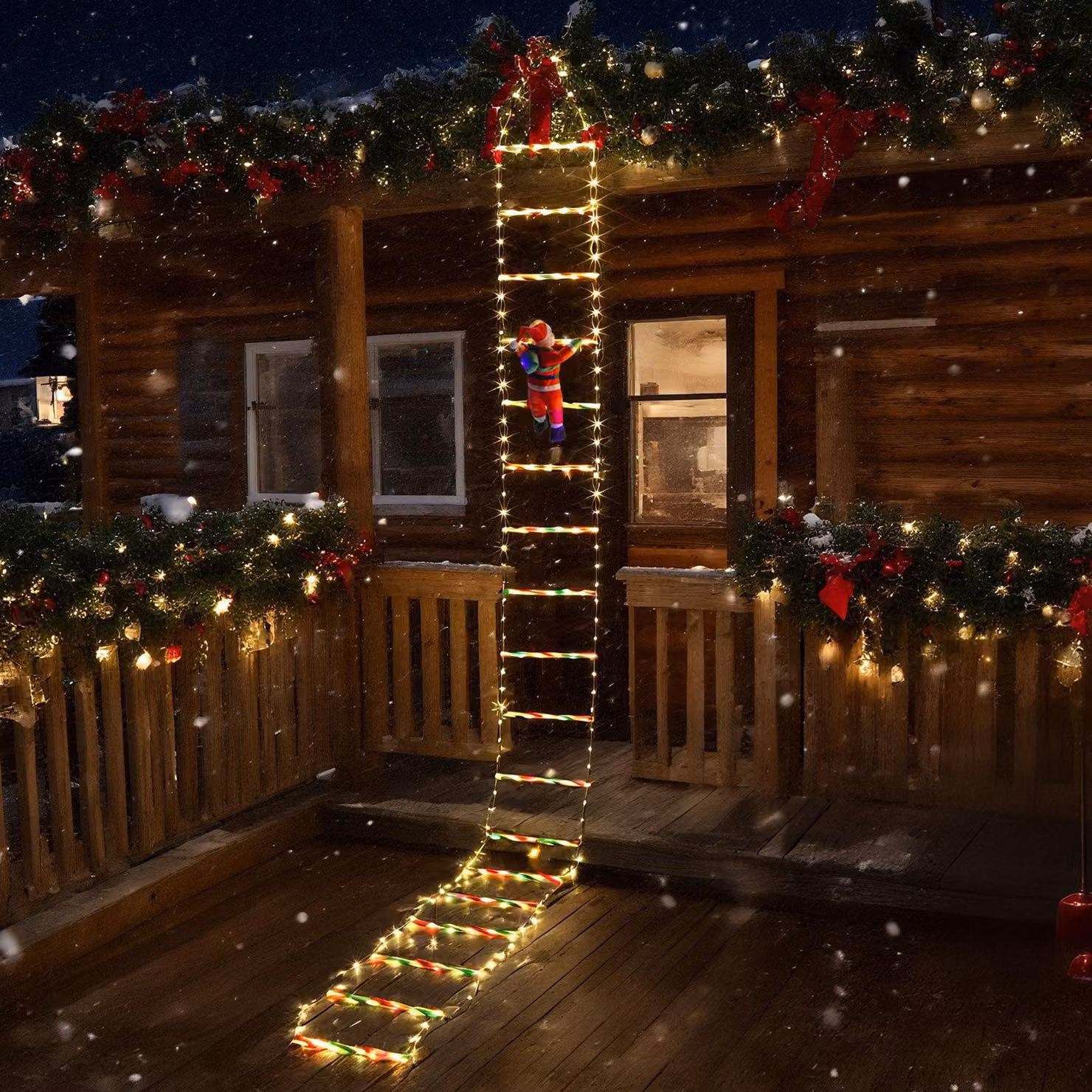 Jayseuw 3m bianco caldo LED Babbo Natale scala RGB luci fata controllo luci di Natale per giardino, finestra, parete, albero di Natale