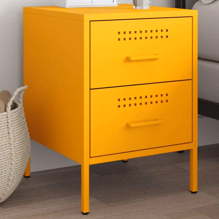 vidaXL Comodino Giallo Senape 36x39x50,5 cm in Acciaio