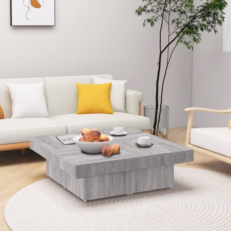 vidaXL Tavolino Grigio Sonoma 90x90x28 cm Materiale a base di legno - Tavolino - Tavoli da caffè - Tavolino - Tavolino da divano