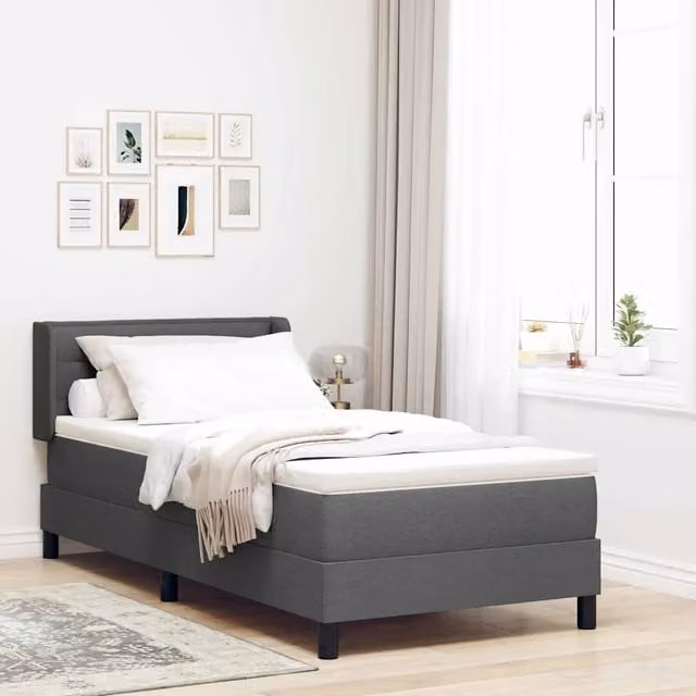 Letto a molle con cuscino Grigio scuro 190 x 90 cm Tessuto 3341014