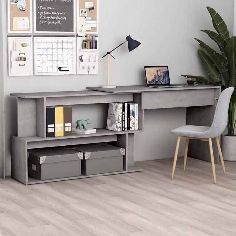 Maison Exclusive - Scrivania angolare grigio cemento 200x50x76 cm Materiale ligneo