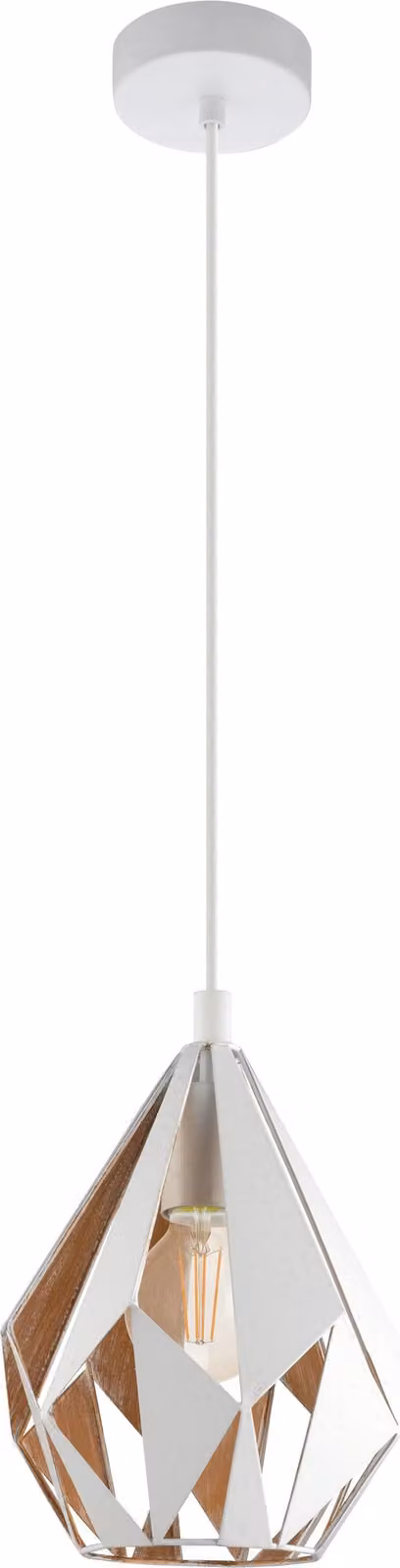 Sospensione Vintage Carlton 1 Acciaio Bianco Oro 1 Luce E27