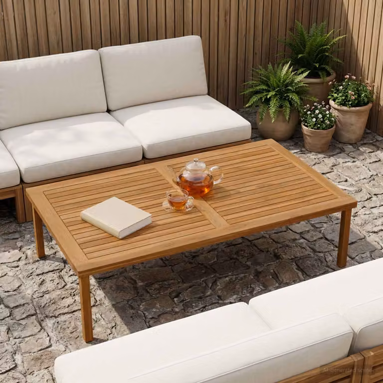 Piano del tavolo rettangolare vidaXL in legno di teak massiccio naturale, colore marrone, L: 120 cm, P: 70 cm, H: 2,5 cm