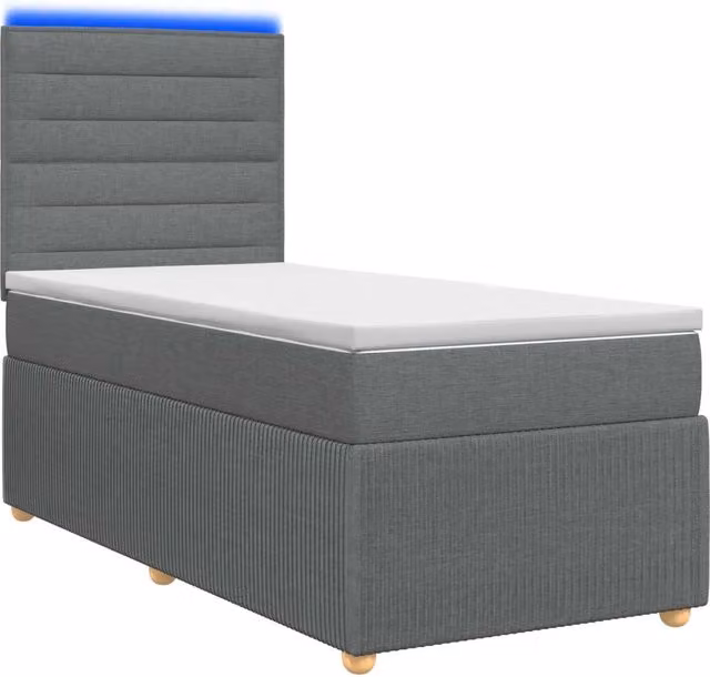 Letto Box Spring LED con Materasso Grigio Scuro 90 x 190 cm 3456150