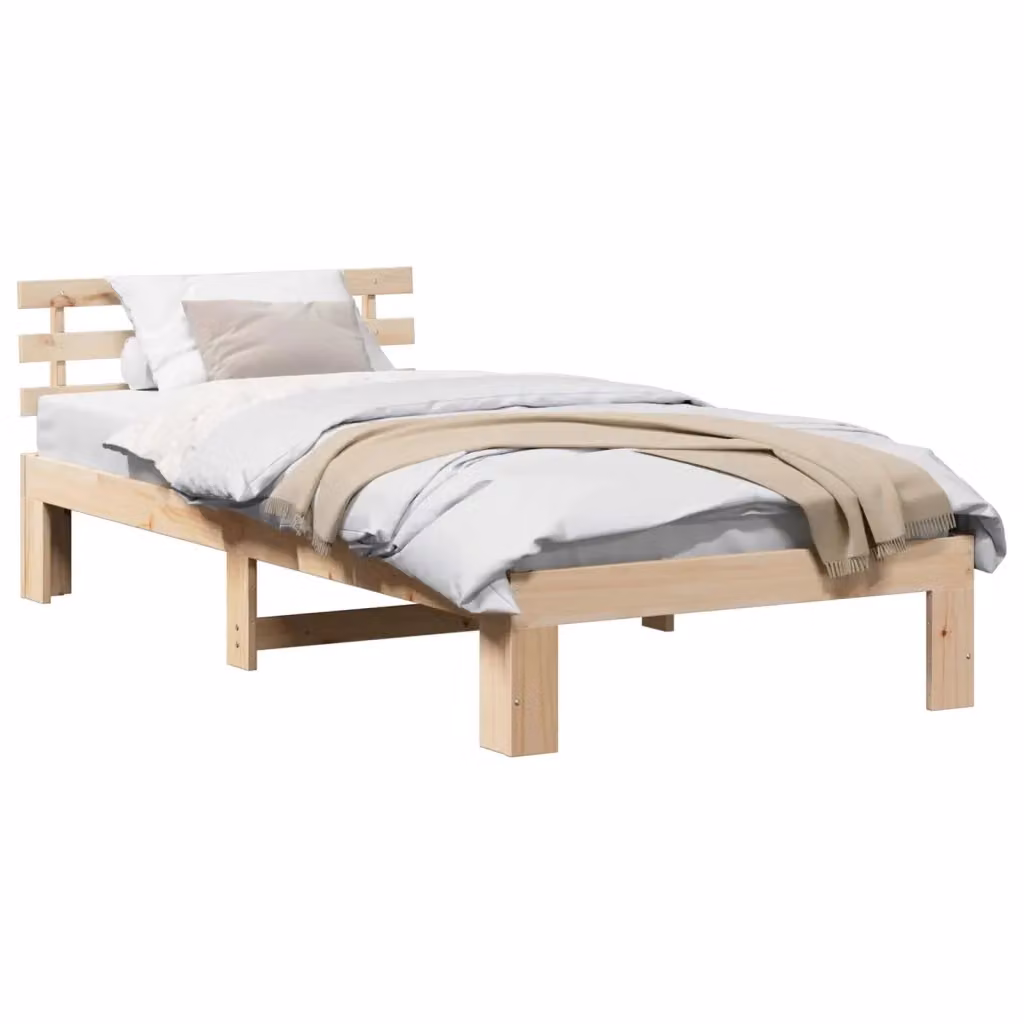 Struttura del letto con giroletto in pino massello naturale e doghe in legno, L/P: 90 x 190 cm – 2