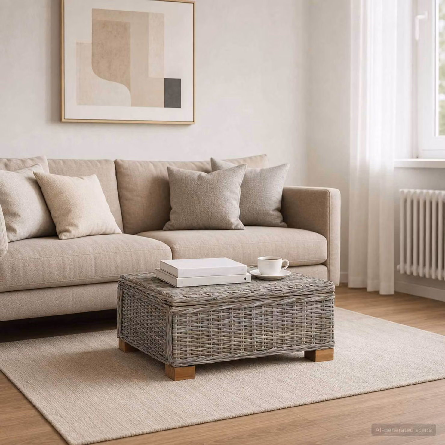 vidaXL Tavolino da salotto GENDT in rattan moderno colore grigio
