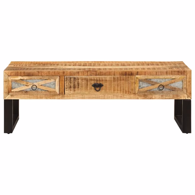 Tavolino da Salotto 110x50x38 cm in Legno Massello di Mango