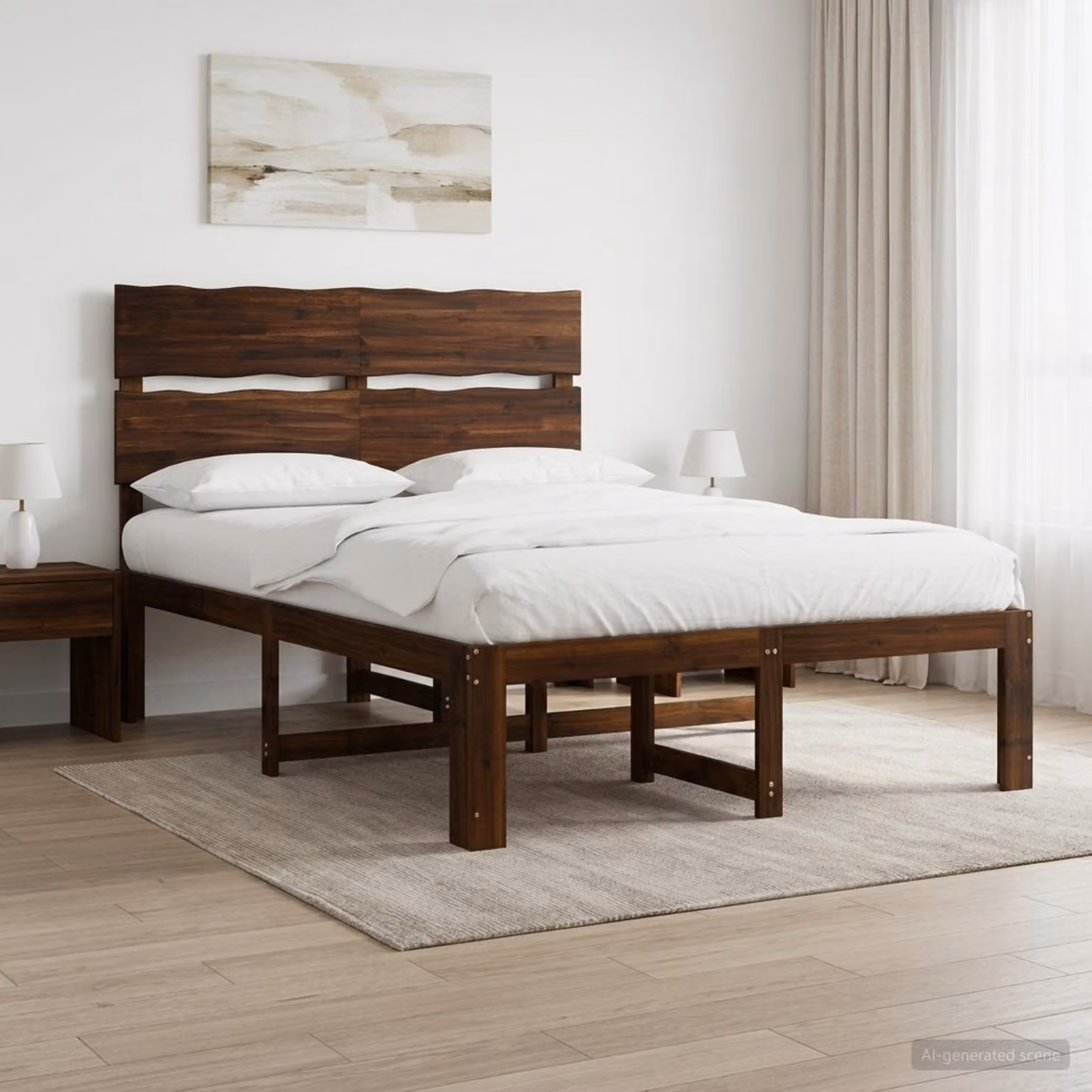 vidaXL Letto matrimoniale ROSTOCK in legno di acacia marrone L/P/H: 190 x 140 x 115 cm